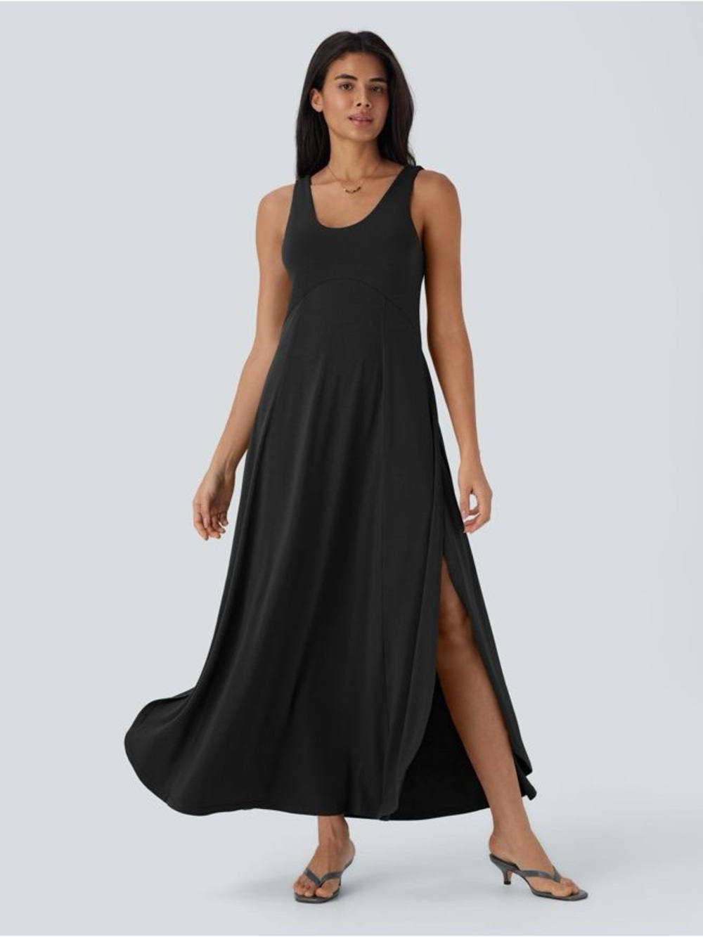 Halara Black Sleeveless Maxi Dress with Side Slits - Picture 3 of 7